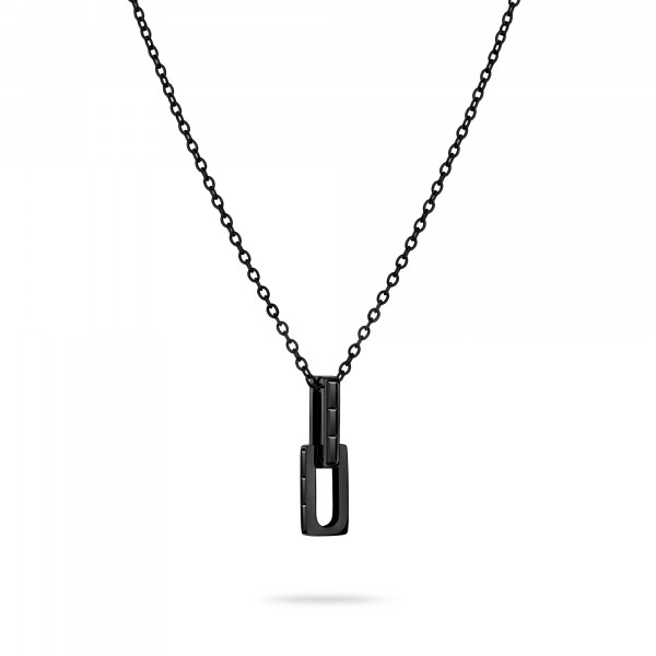LJ-1366-N-45 LIEBESKIND BERLIN Halskette mit Zirkonia Baguette aus Edelstahl, IP Black